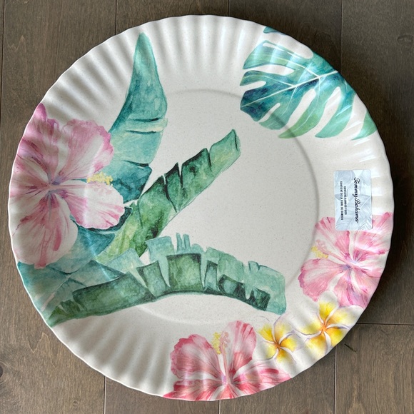 Tommy Bahama 16” Tropical Hibiscus Floral Palm Leaf Melamine Serving Platter - Picture 2 of 14